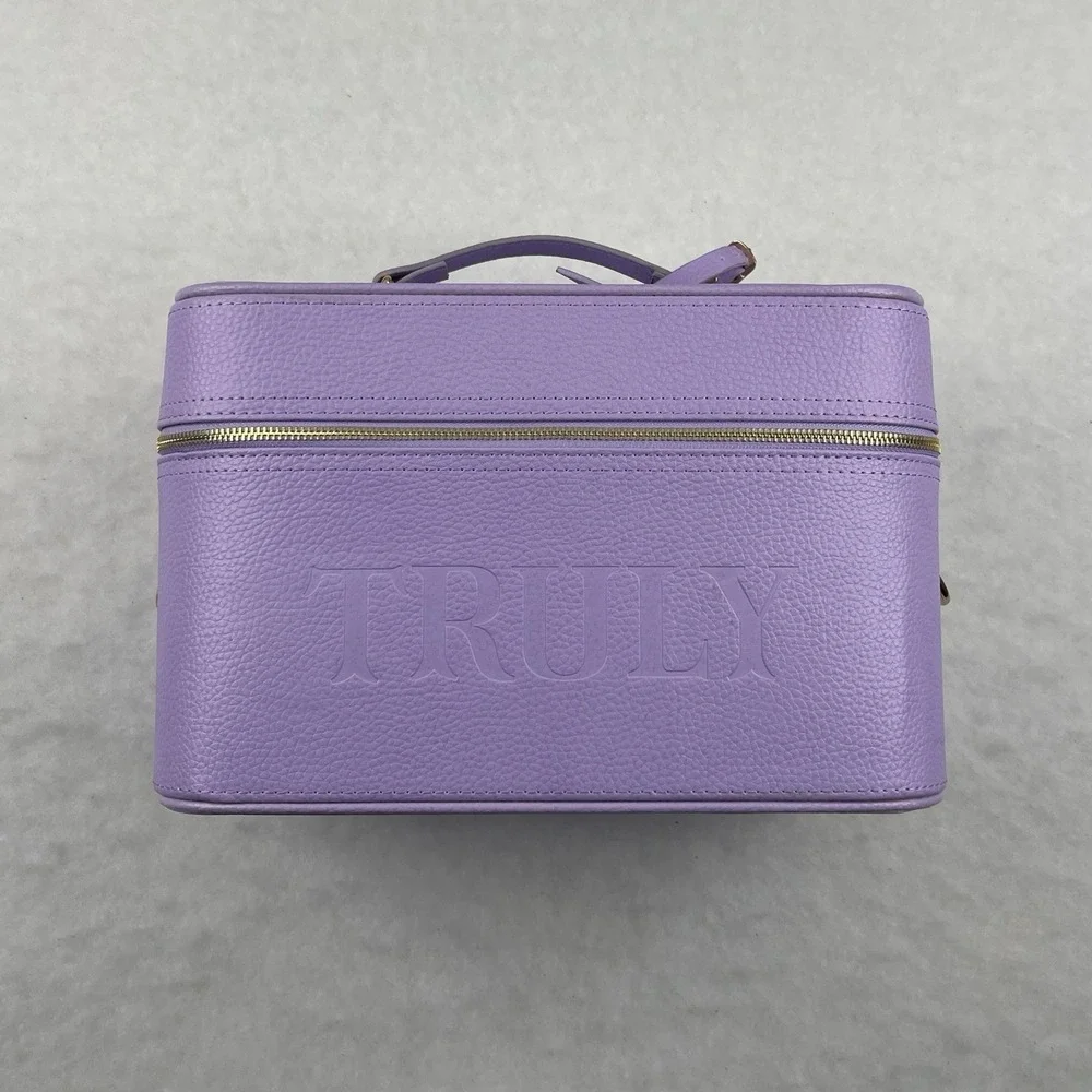 Truly Beauty Amalfi Luxury Travel Trunk Lilac Vegan Leather Makeup Case New - Picture 4 of 7